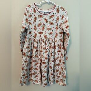 Rachel Riley Christmas Gingerbread Patterned Kids Dress